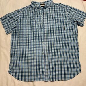 Men’s XXL Columbia Regular Fit Blue Plaid Short Sleeve Shirt